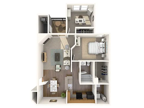 Floor plan 1 Bed 1 Bath w/Den