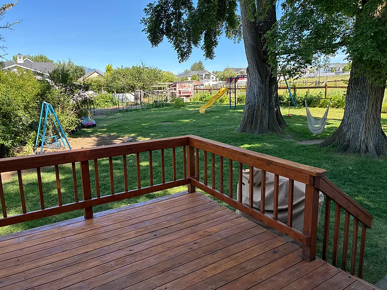 Freshly restained deck off the kitchen.