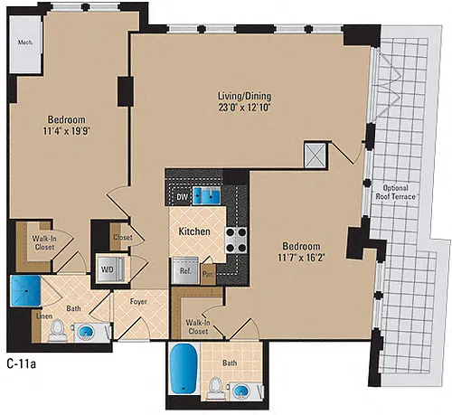 Floor plan 2 Bedroom, 2 Bath 1180 SF B25