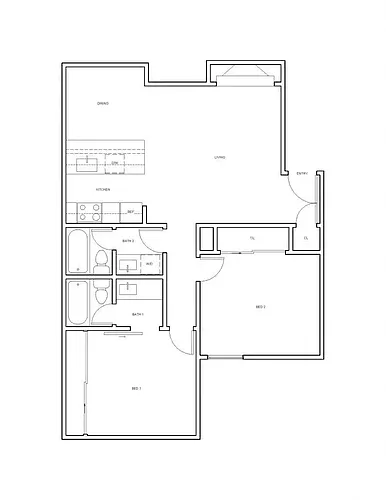 Floor plan Two Bedroom Two Bath