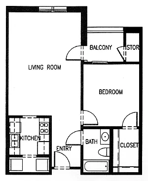 Floor plan C3A 1x1 60