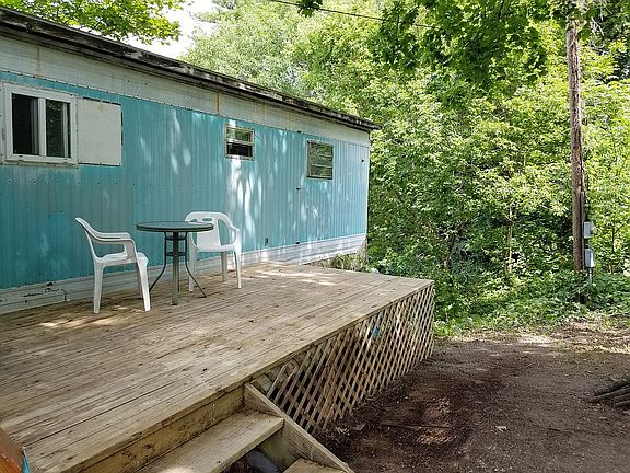 Back deck with wooded views
