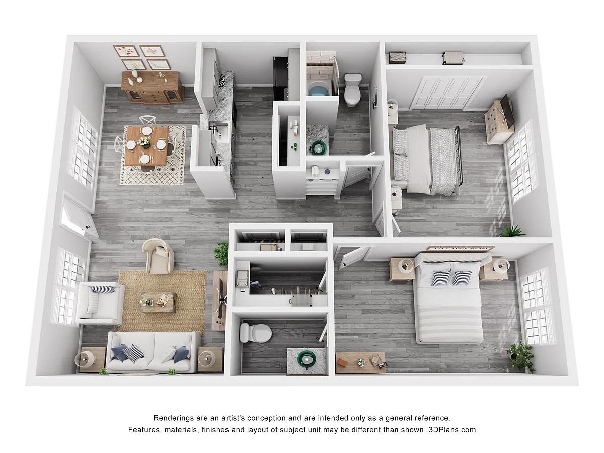 Floor plan 2 Bed 1.5 Bath Luxury Renovated 995 sq ft