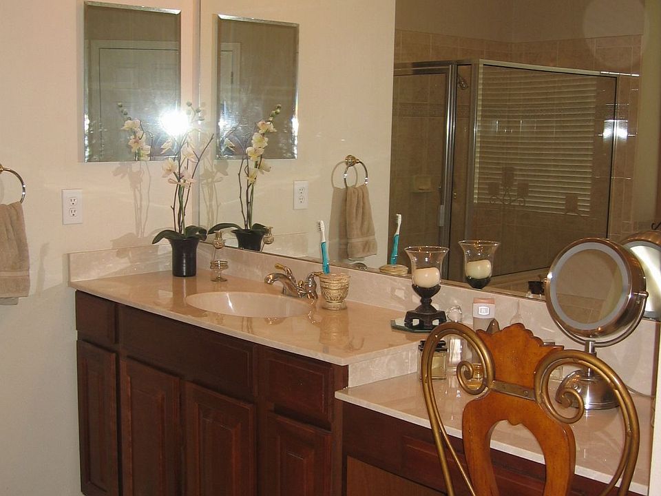 Master bath has separate vanity area