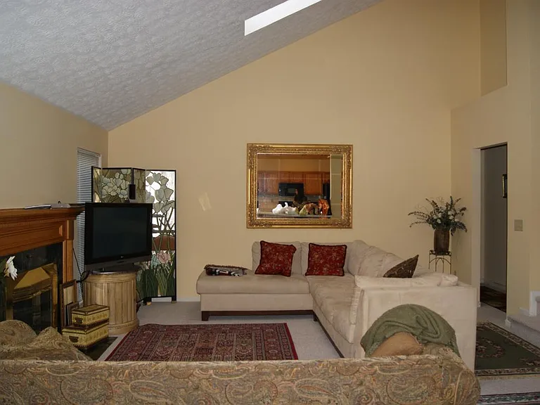 living space with fireplace
