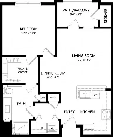 Floor plans are artist's rendering. All dimensions are approximate. Actual product and specifications may vary in dimension or detail. Not all features are available in every apartment. Prices and availability are subject to change. Floor plans are artist