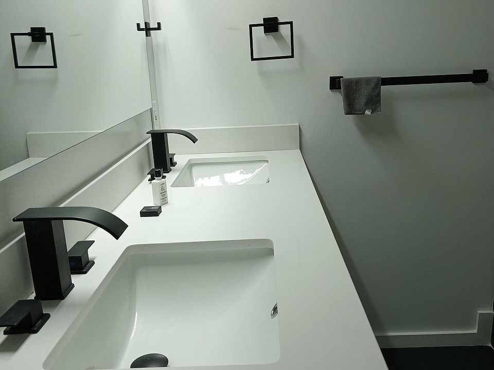 double vanity in the primary suite bathroom