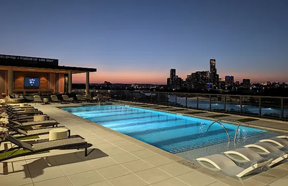 Rooftop Pool with Panoramic Views of Austin Skyline