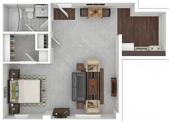 575 sq ft 1BR/1BA Standard Floorplan 575 sq ft 1BR/1BA Standard Floorplan
