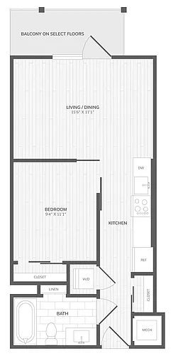 Floor plan 1 Bed/1 Bath-C East Medley