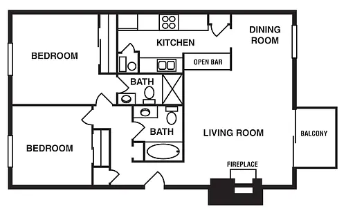 Floor plan 2 Bedroom/2 Bathroom