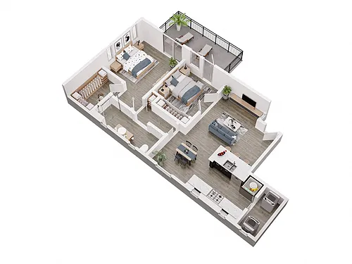 Floor plan 2 Bed 1 Bath