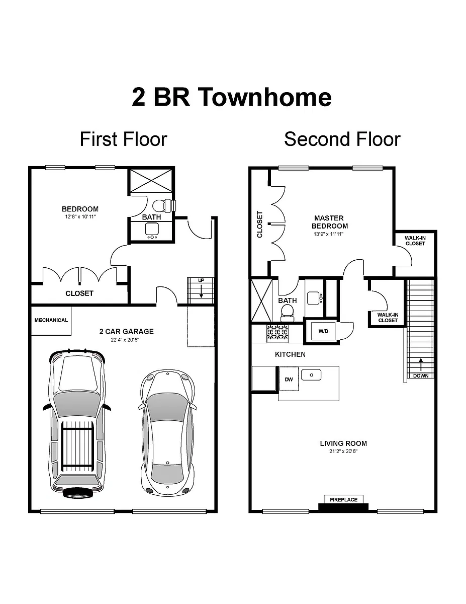 Floor plan 2 BR Townhome