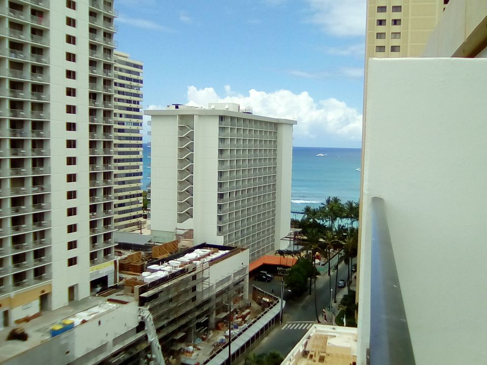 Partial view of Waikiki ocean