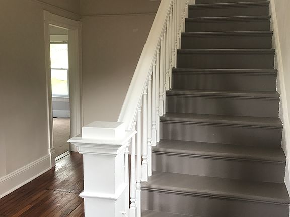 Freshly painted foyer stairs