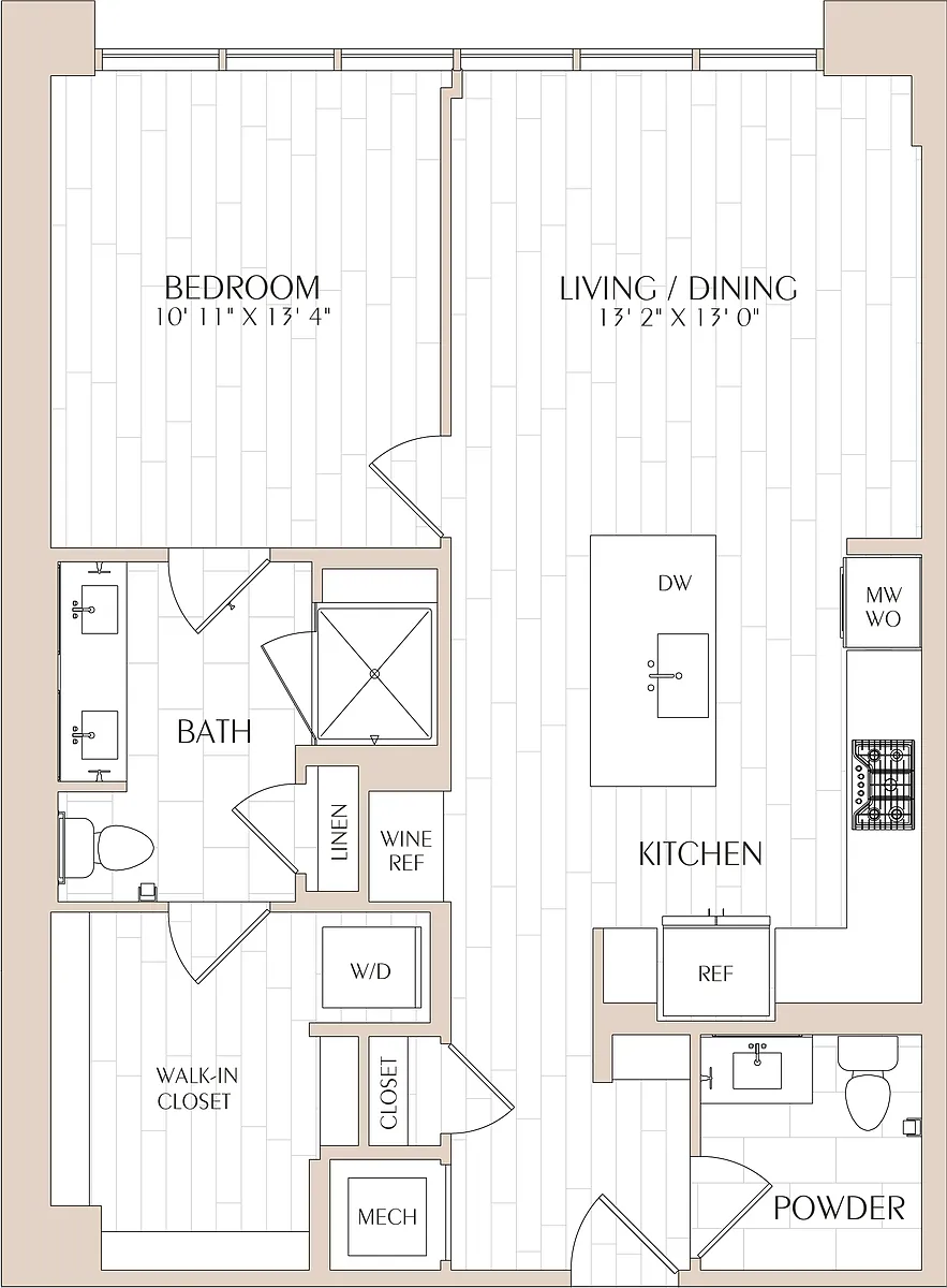 Floor plan 1 Bed/1.5 Bath-A03d