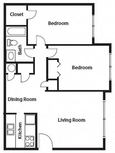 Floor plan 2br/1bath