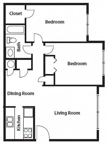 Floor plan 2br/1bath