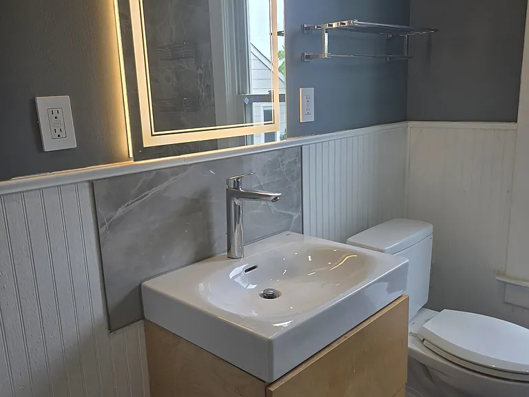 Toto toilet ready for bidet if desired.