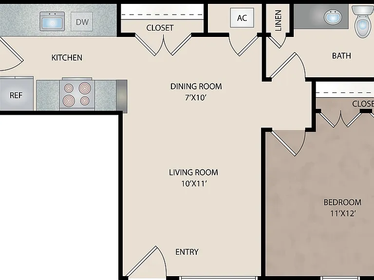 Reserve at Garden Oaks - A1 - 1 Beds - 1 Baths - 576 Sq. ft.