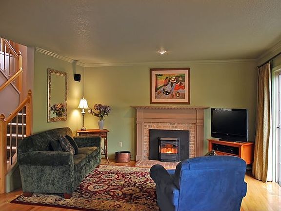 Family room with pellet stove.