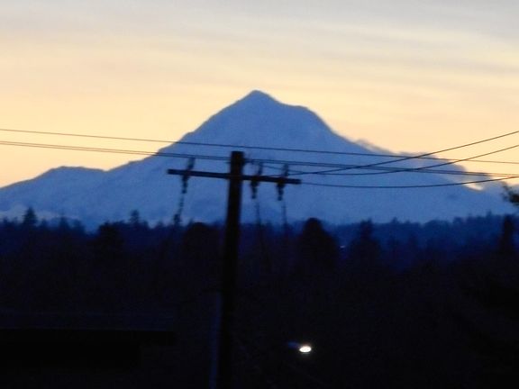 Mt Hood at sunrise from your loft