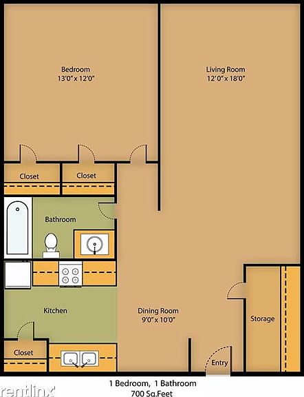 1bedroom 700 sq ft