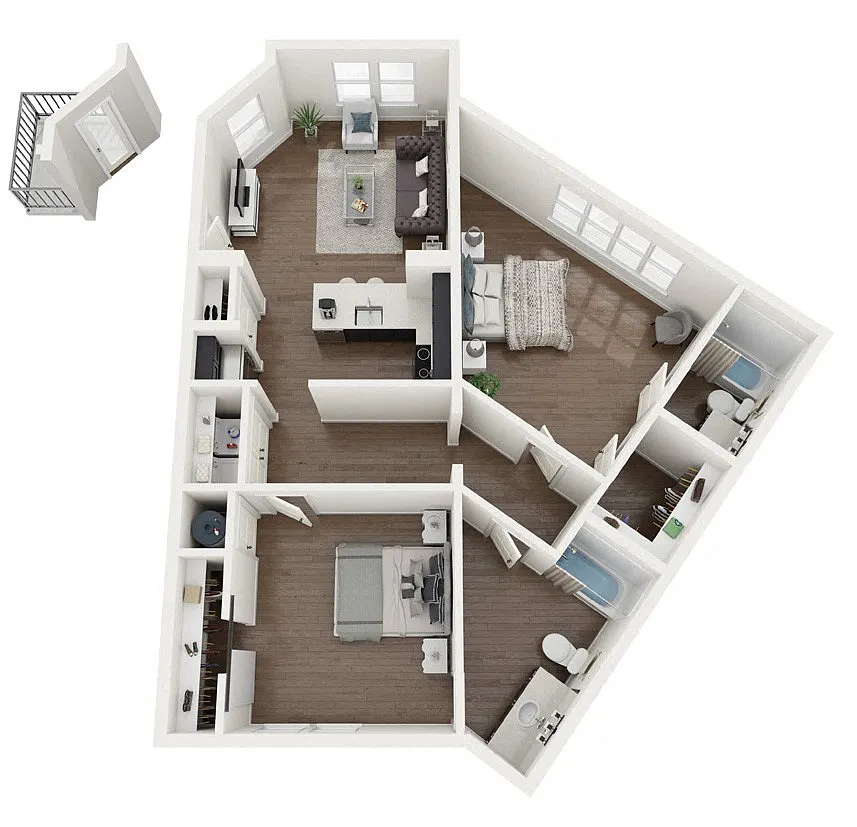 Floor plan 2J-B BALCONY