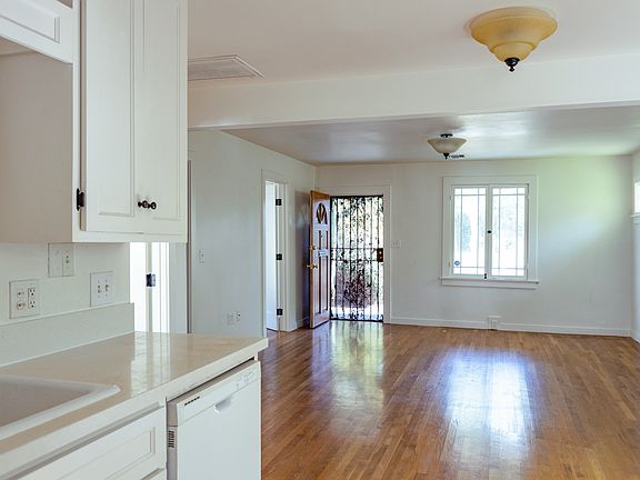 View from kitchen into living room area.