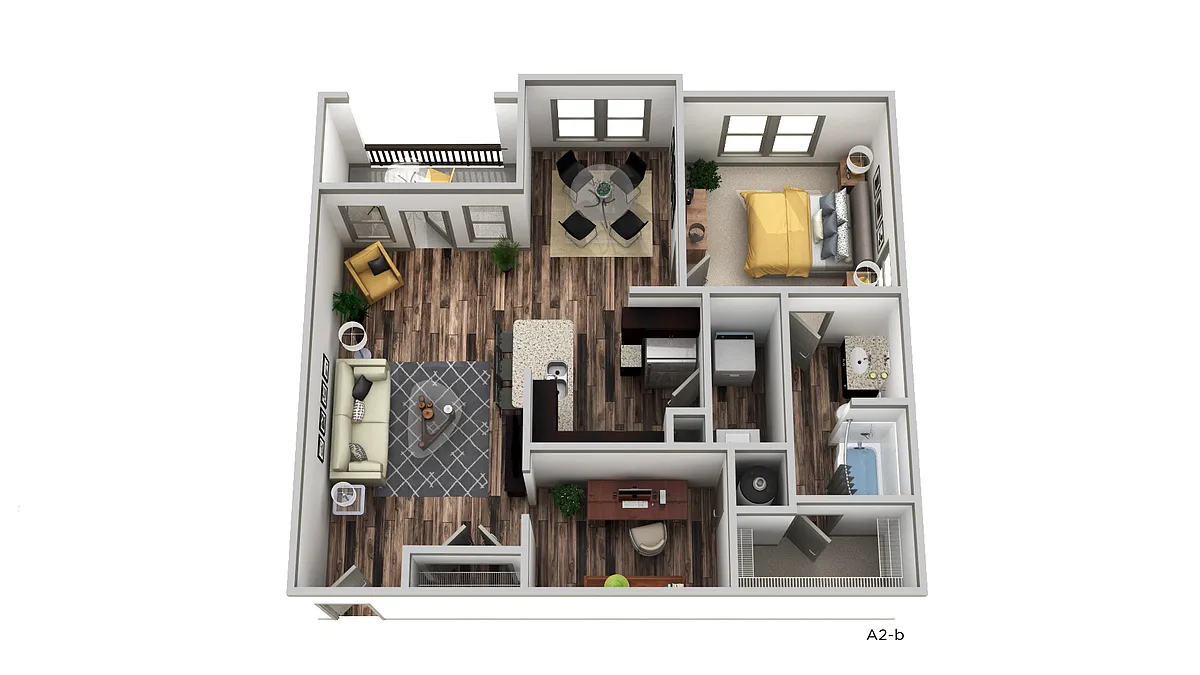 Floor plan A2 - One Bedroom, One Bathroom