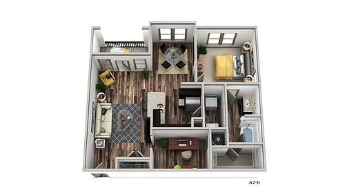 Floor plan A2 - One Bedroom, One Bathroom