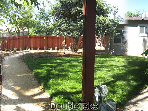 landscaped back yard