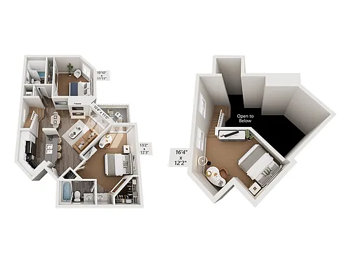Floor plan 2 Bed, 2 Bath FL