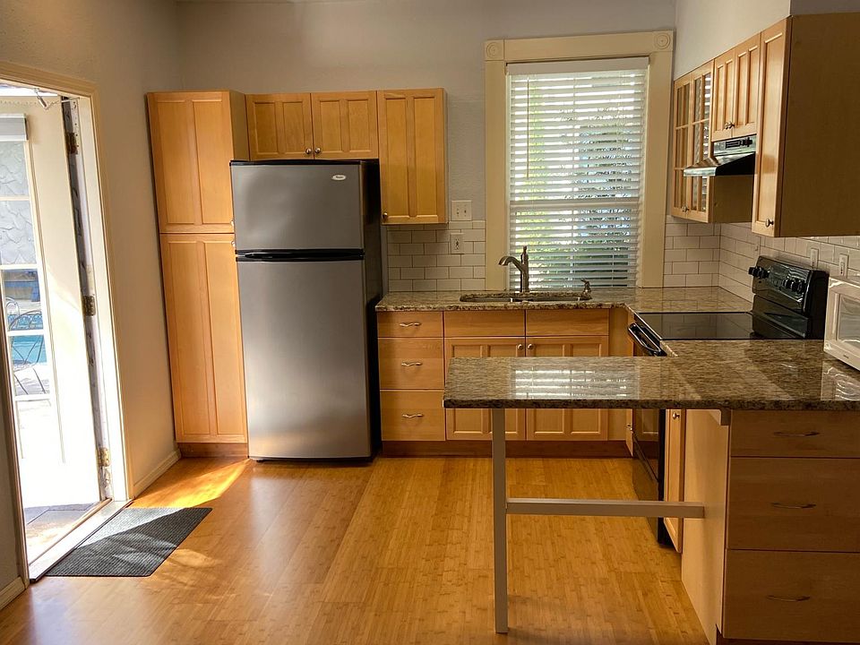 View from living room into kitchen. Nice open space.