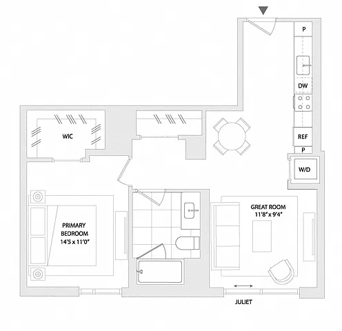 Floor plan 1 BED C19