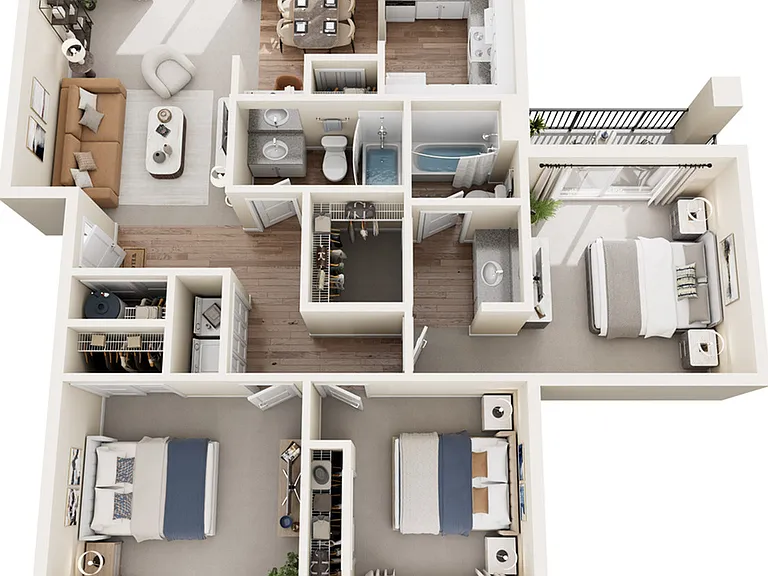 C2 Floor Plan | 3 Bedroom with 2 Bath | 1095 Square Feet | Scott Mountain | Apartment Homes C2 Floor Plan | 3 Bedroom with 2 Bath | 1095 Square Feet | Scott Mountain | Apartment Homes