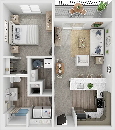 Floor plan 1 bedroom 1 bath unit
