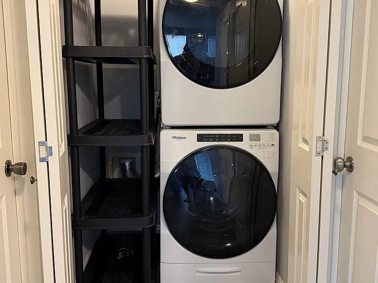 Laundry closet with fullsized washer & dryer