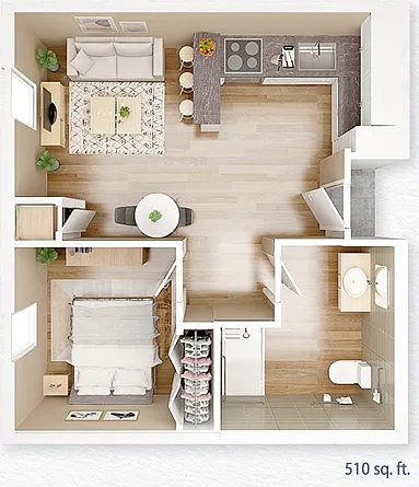 Floor plan Small One-Bedroom