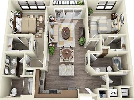 Hawthorne 2BR/2BA Floorplan