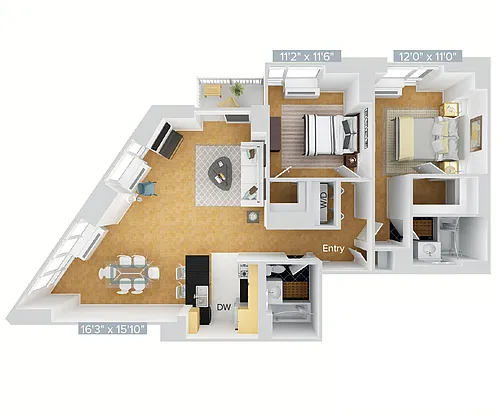 Floor plan B3-1120-2bath-upgrade