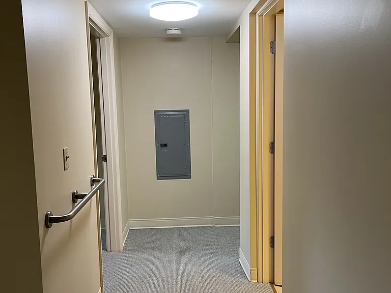 Hallway. Bathroom first door on right. Closet second door on right. Bedroom on the left.