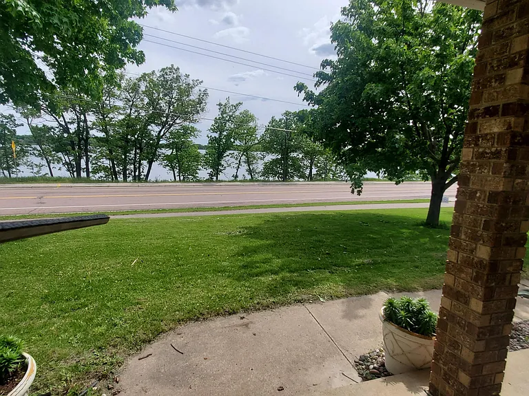 View of the lake from the front of house.
