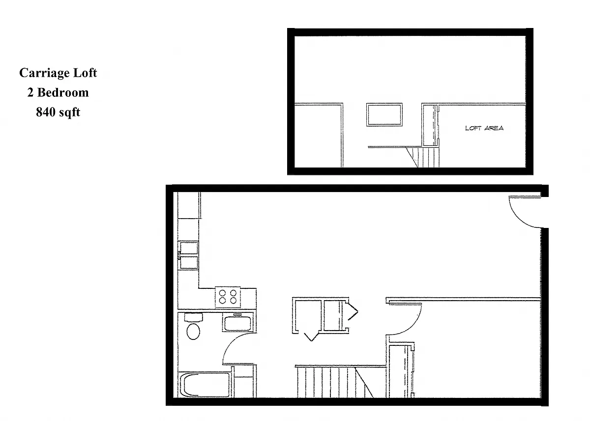 Floor plan 2 Bedroom Carriage Loft