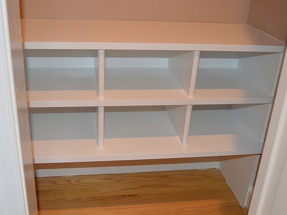 Coat closet custom shoe organizer