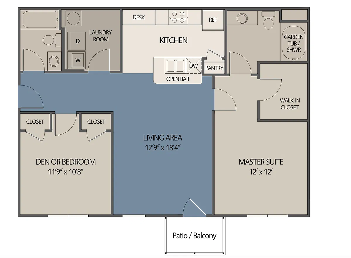 Floor plan 2 Bed/2 Bath Main Fl
