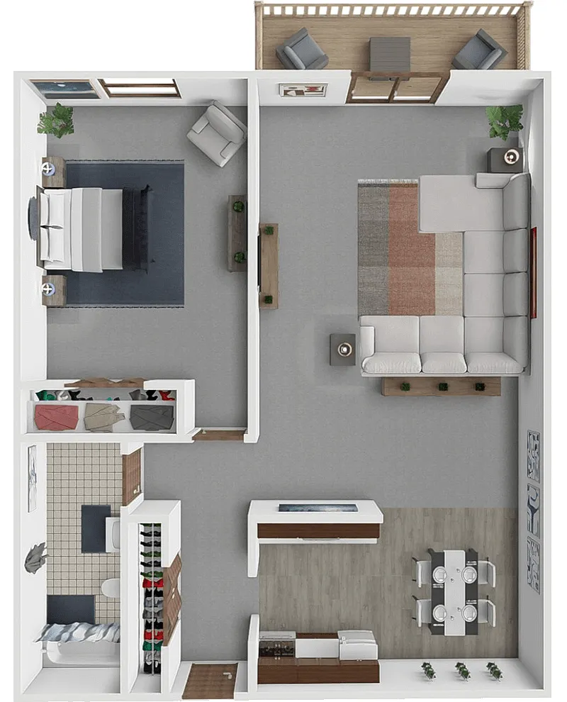 Floor plan B 1X1 WALLEYE