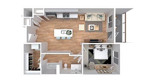 Floor plan 1X1-730