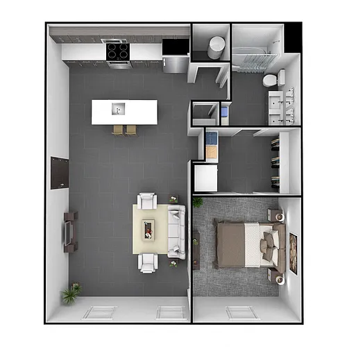 Floor plan 1 Bedroom, 1 Bathroom 760 SF