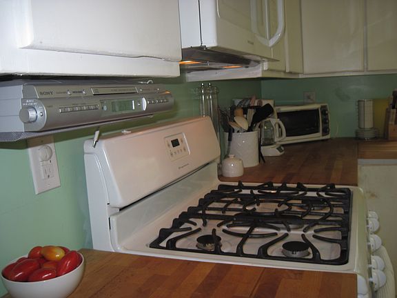 gas range in updated kitchen